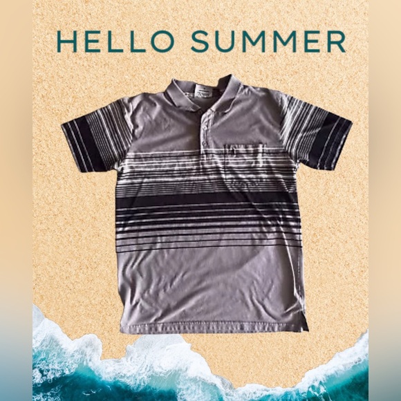 LADA  Men's Striped Collared Buttoned Shirt  pocket‎ cotton Polyester size M - Picture 4 of 16